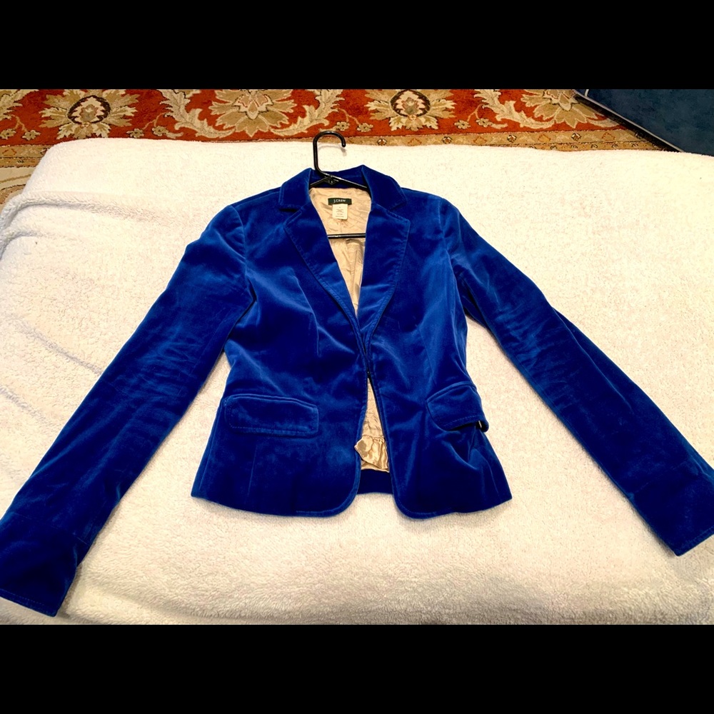 J Crew velvet royal blue blazer